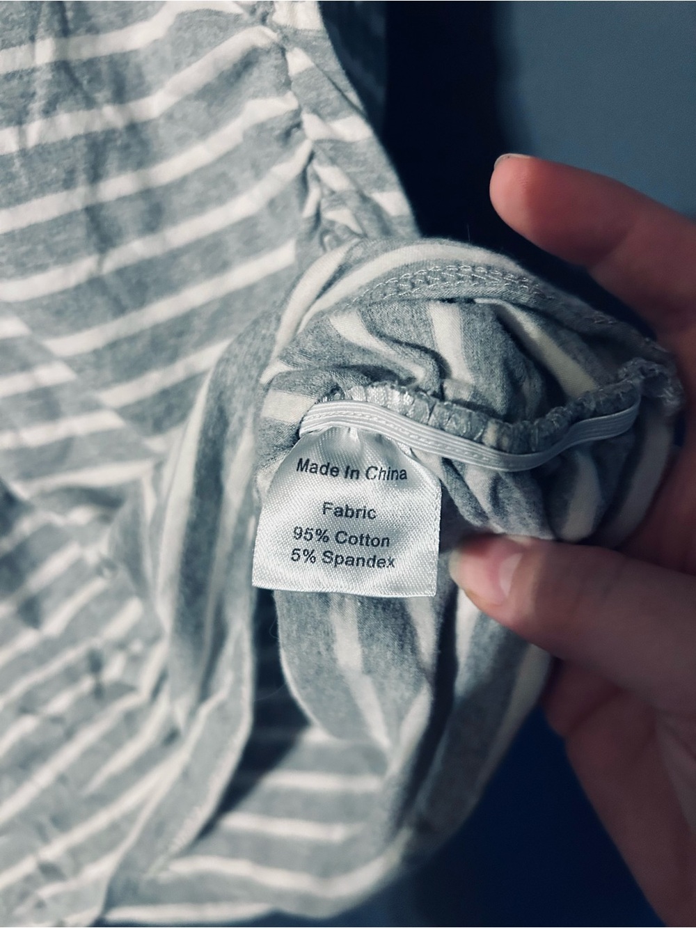 Maternity Short-Sleeve Striped Tee in Gray & White size Large - Picture 4 of 5